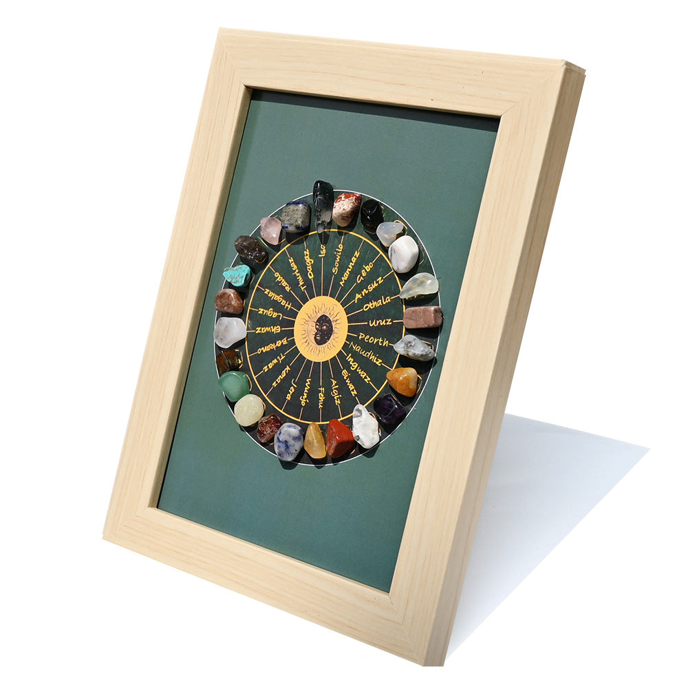 zensoullab Meditation Natural Raw Stone Specimen Frame Ornament Natural Crystal Mineral Colorful Seven-Color Stone Picture Frame Display Stand