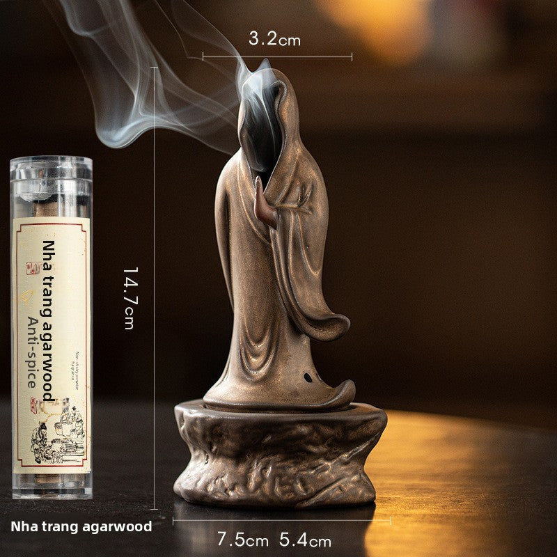 zensoullab Zen Style Formless Mini Incense Burner for Home Indoor Small Disc Incense Burner Tea Room Desktop Antique Incense Burner Small Ornament