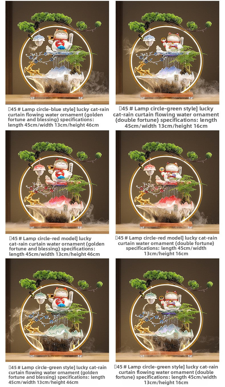 zensoullab Lucky Cat Flowing Water Wealth-Attracting Ornament Circulating Water Living Room Desktop Decoration