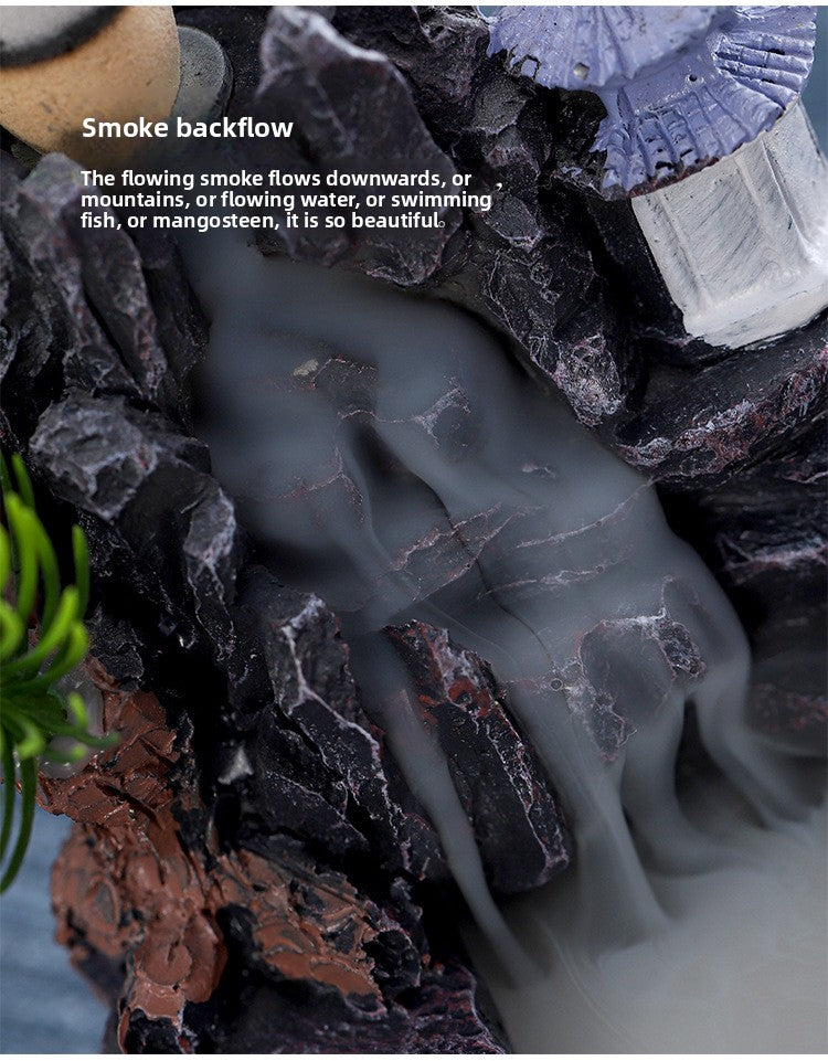 zensoullab Large Creative Resin Small Backflow Incense Burner Mountain Water Flow Sandalwood Agarwood Incense Burner Indoor Home Decoration
