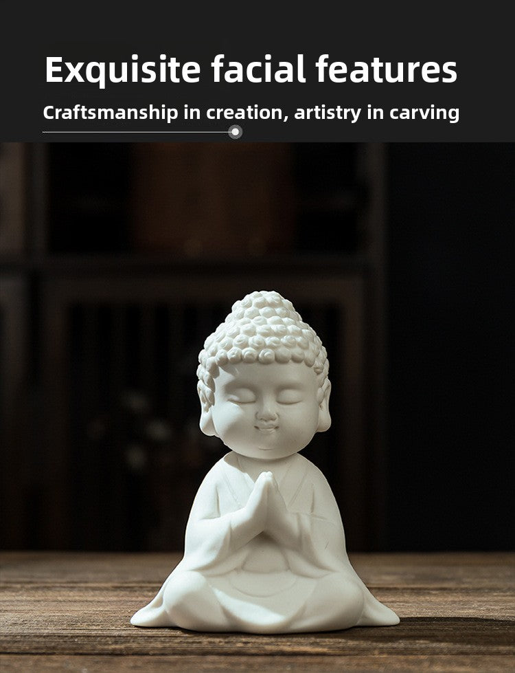 zensoullab Creative Ceramic Buddha Statue New Chinese Style Living Room TV Cabinet Entrance Hall Buddha Shrine Desktop Zen Peace Car Ornament