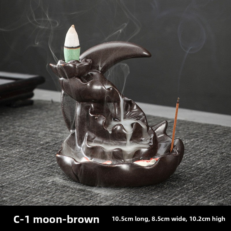 zensoullab Backflow Incense Burner Creative Home Decor Ceramic Burner Craft Zen Double Fish Backflow Sandalwood Ornament