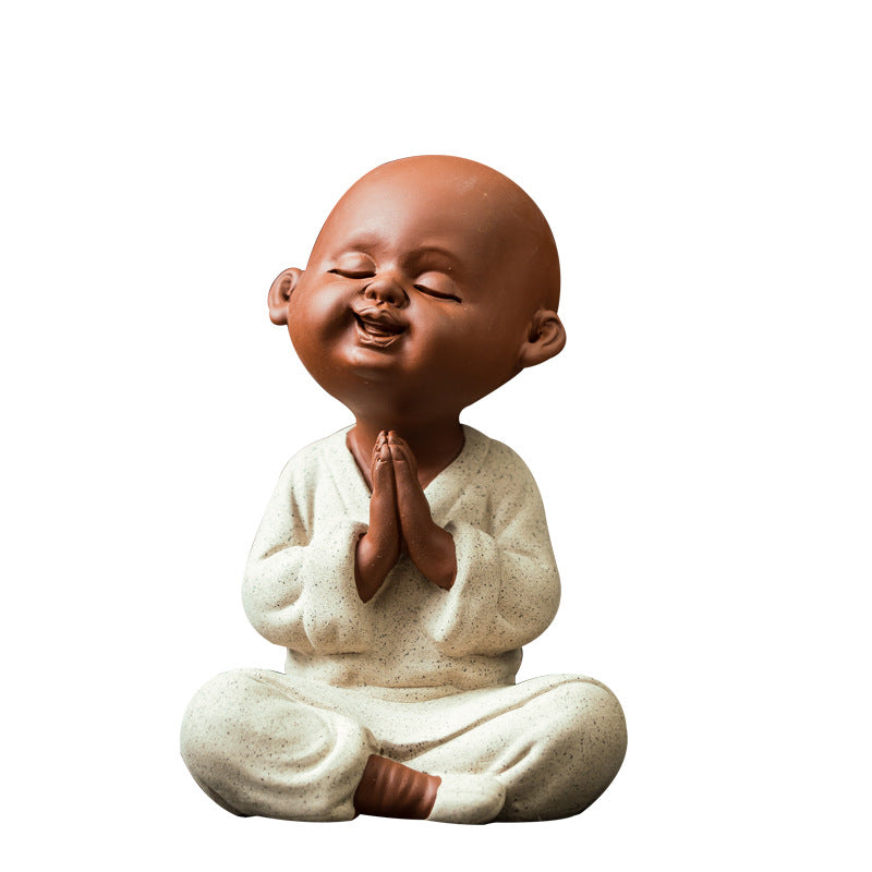 zensoullab Purple Clay Little Monk Cute Character Tea Pet Ornament Kung Fu Tea Set Tea Ceremony Ceramic Little Sha Ni Home Decor Ornament