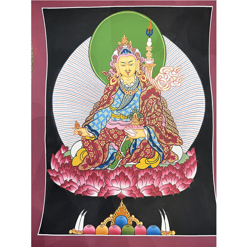 zensoullab Nepal Hand-painted Yellow God of Wealth Green Tara Manjushri Four-armed Guanyin Medicine Buddha Buddha Statue Thangka Table Decoration Hanging Painting