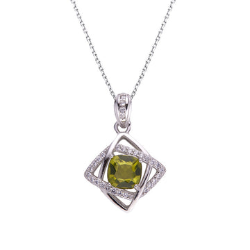 zensoullab Japanese and Korean Style Fashion Simple Pendant S925 Sterling Silver Inlaid Natural Peridot Necklace for Women Hot Selling Jewelry