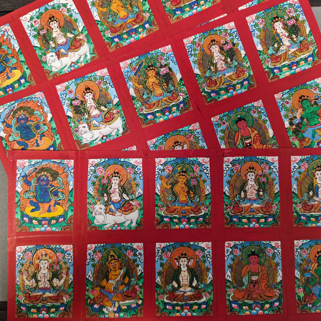 zensoullab Nepal Hand-painted Zodiac Buddha Guardian Buddha Thangka Manjushri Yellow God of Wealth Green Tara Samantabhadra Small Thangka Pendant