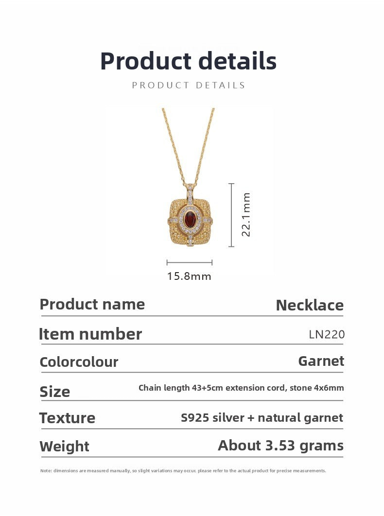 zensoullab Niche Personality Design Colorful Gemstone Necklace for Women S925 Sterling Silver Natural Garnet Gemstone Pendant Light Luxury High-end Feel