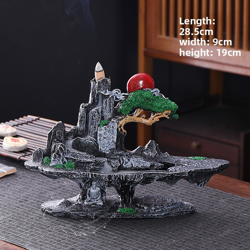 zensoullab Zen Large Backflow Incense Burner Pastoral Resin Sandalwood Burner Home Living Room Indoor Backflow Incense Ornament Pastoral Style