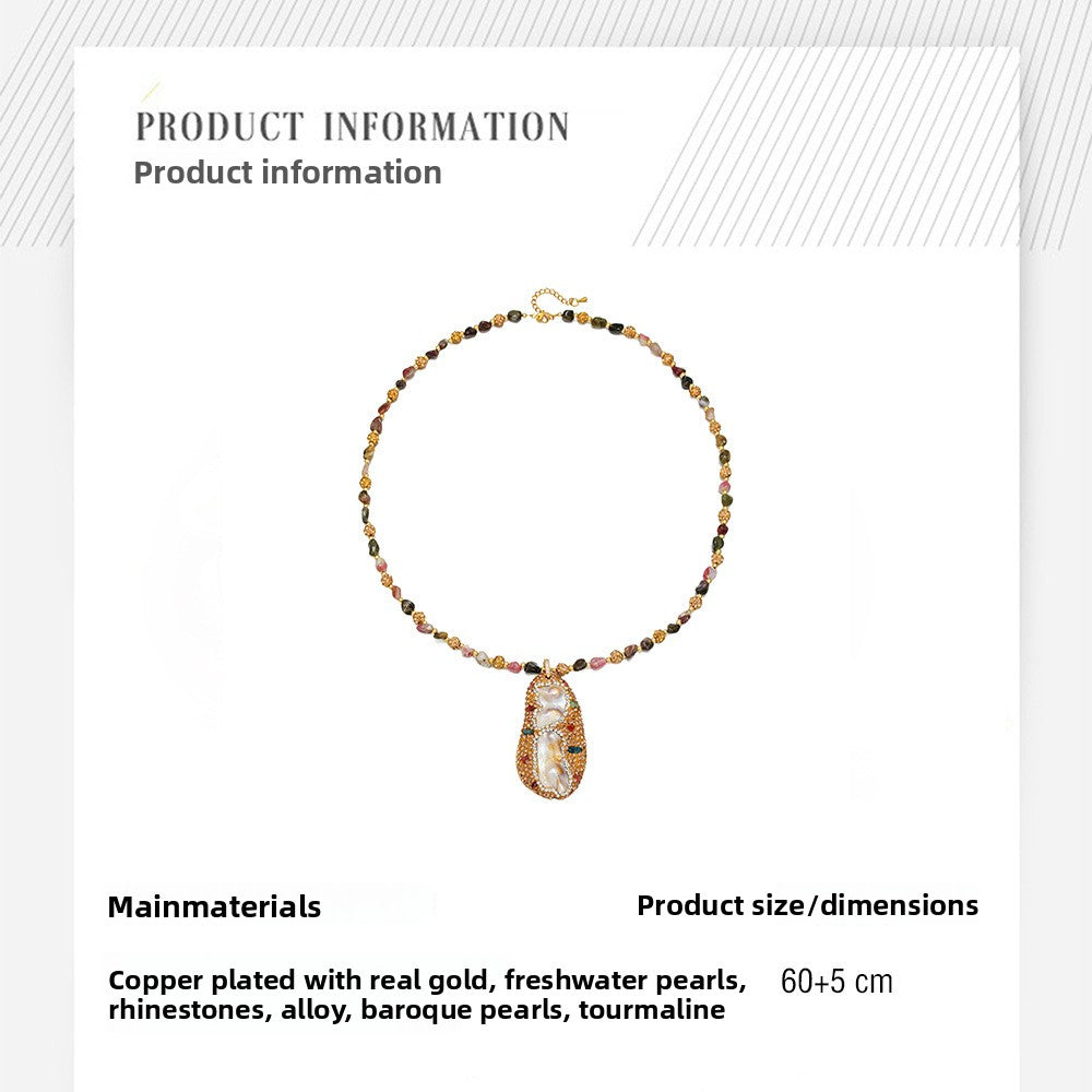 zensoullab Natural Stone Freshwater Pearl Pendant Sweater Chain Irregular Baroque Pearl Pendant Melard