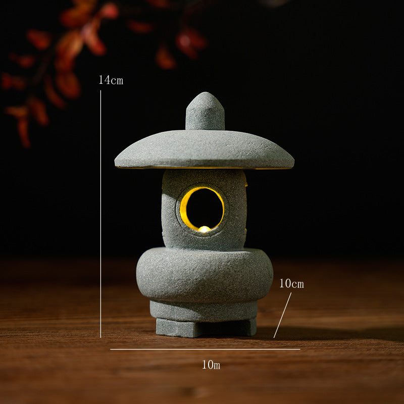 zensoullab Japanese Style Stone Lantern Micro Landscape Ornament Chinese Style Bonsai Fish Tank Decoration Ancient Style Desktop Zen Tea Table Stone Lantern