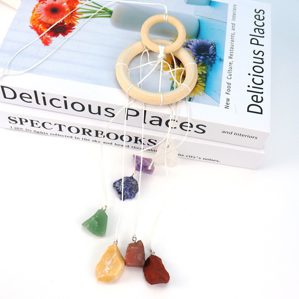 zensoullab Natural Raw Stone Crystal Wind Chime Gardening Crafts Crystal Hanging Holiday Home Decoration