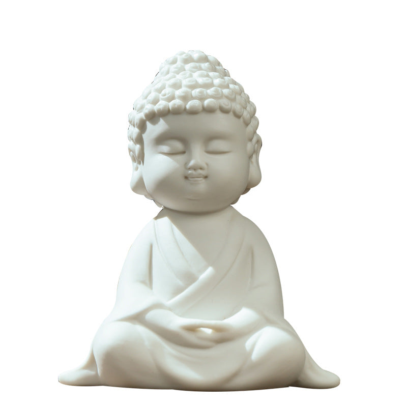 zensoullab Creative Ceramic Buddha Statue New Chinese Style Living Room TV Cabinet Entrance Hall Buddha Shrine Desktop Zen Peace Car Ornament