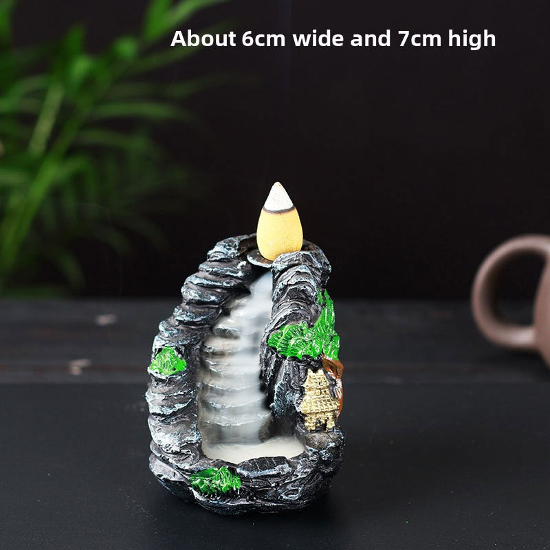 zensoullab Resin Backflow Incense Burner Zen Rockery Home Indoor Living Room Incense Burner Backflow Incense Landscape Decoration Ornament