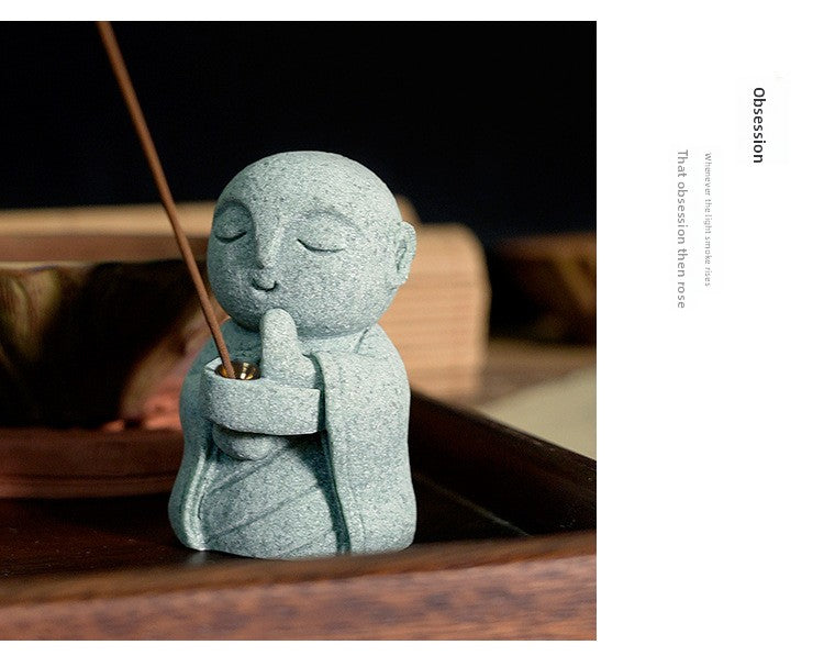 zensoullab Japanese Style Little Monk Desktop Decoration Figurine Fish Tank Aquarium Bonsai Matching Micro Landscape Tea Pet Small Ornament
