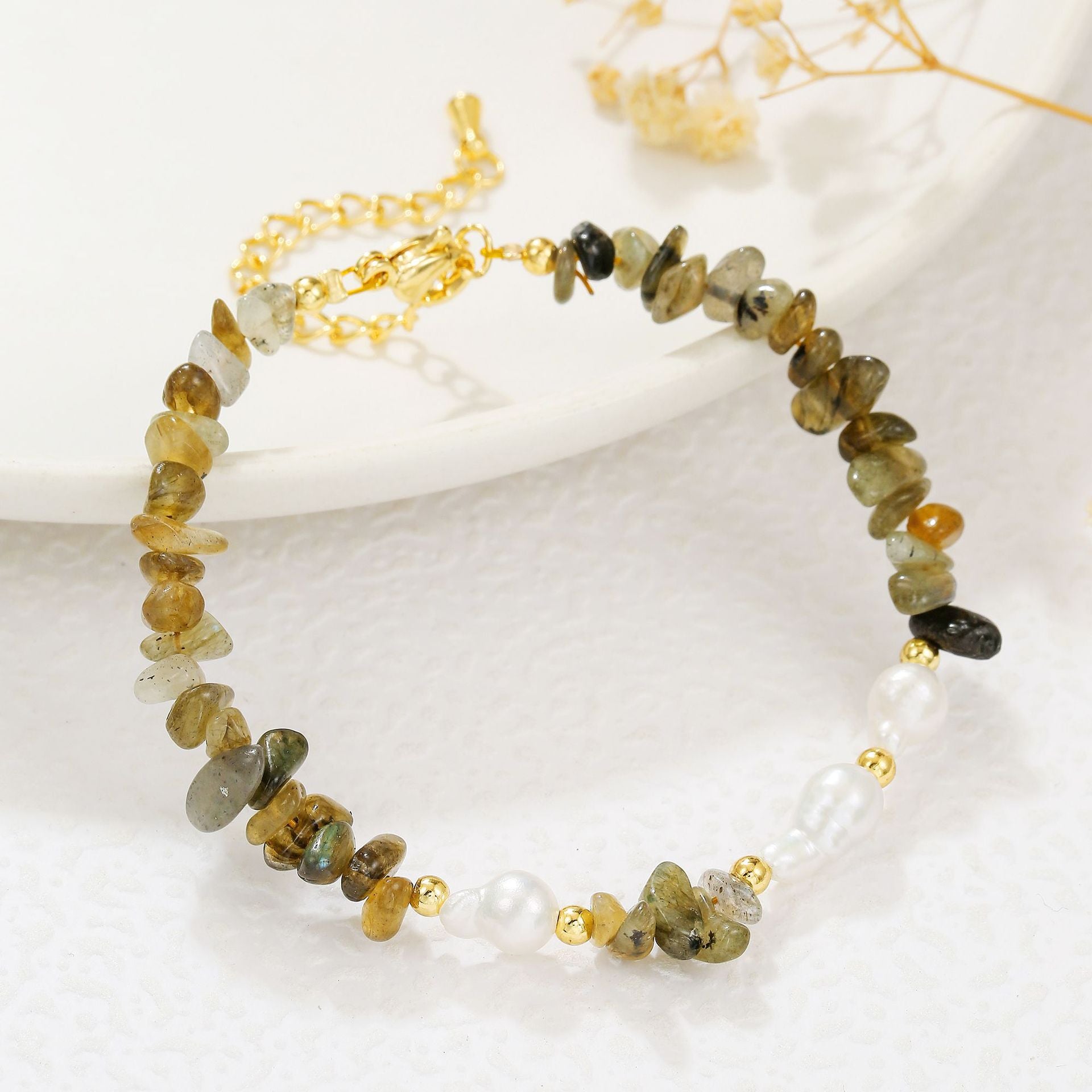 Zensoullab2025 Autumn and Winter Freshwater Pearl Necklace Bracelet Maillard Moonstone Pearl Sweater Chain High-Grade Light Luxury