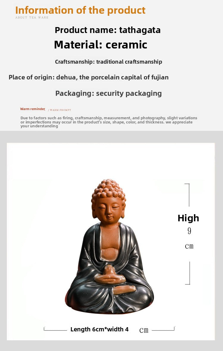 zensoullab Creative Purple Clay Little Buddha Tea Pet Tea Play Tea Tray Accessories Can Cultivate Zen Buddha Statue Ornament Ensure Safety Car Decoration