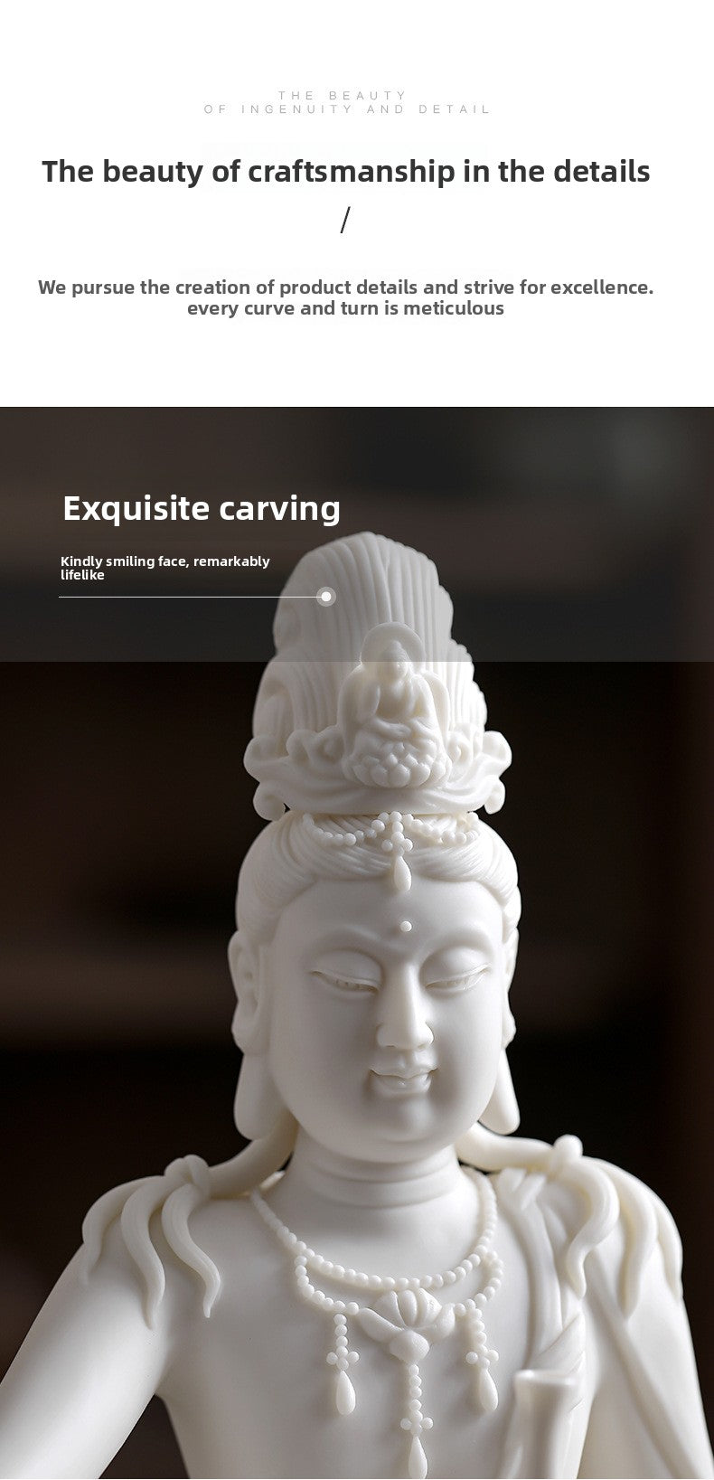 zensoullab New Chinese Style Guanyin Bodhisattva Buddha Statue Ceramic Ornament Free Guanyin White Porcelain Home Living Room Entrance Hall Display Shelf Decoration