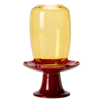 zensoullab New Chinese Style Forbidden City Red Morning Glory Candle Holder Ceramic Base Zen Glass Lampshade Aromatherapy Home Tea Ceremony Accessories Ornament