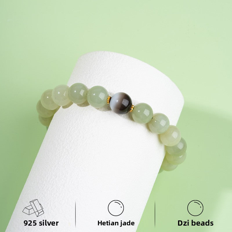 Zensoullab Natural Xinjiang Hetian Jade ICE CLEAR White Bracelet Female National Style Niche Bracelet