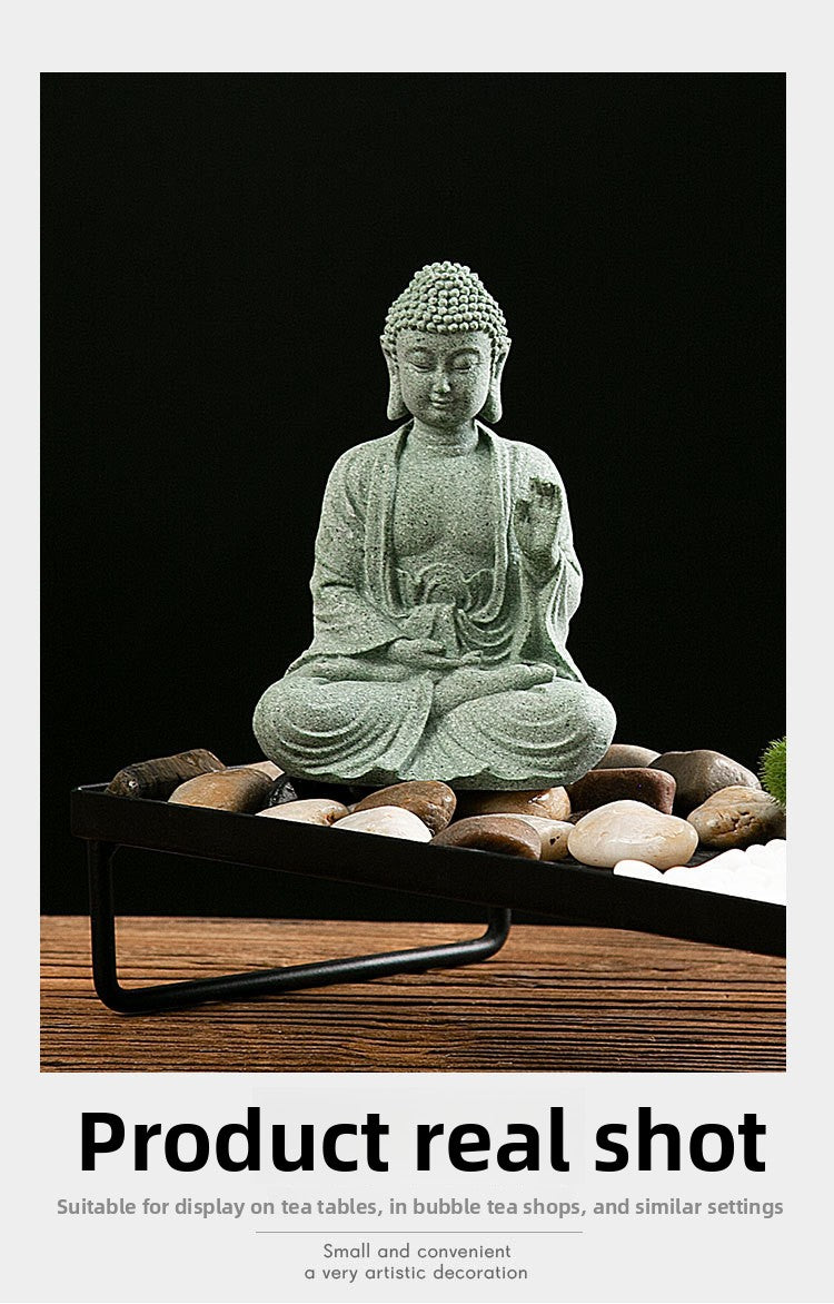 zensoullab New Buddha Statue Crafts Zen Fish Tank Landscape Ornament New Chinese Style Creative Entrance Home Decoration