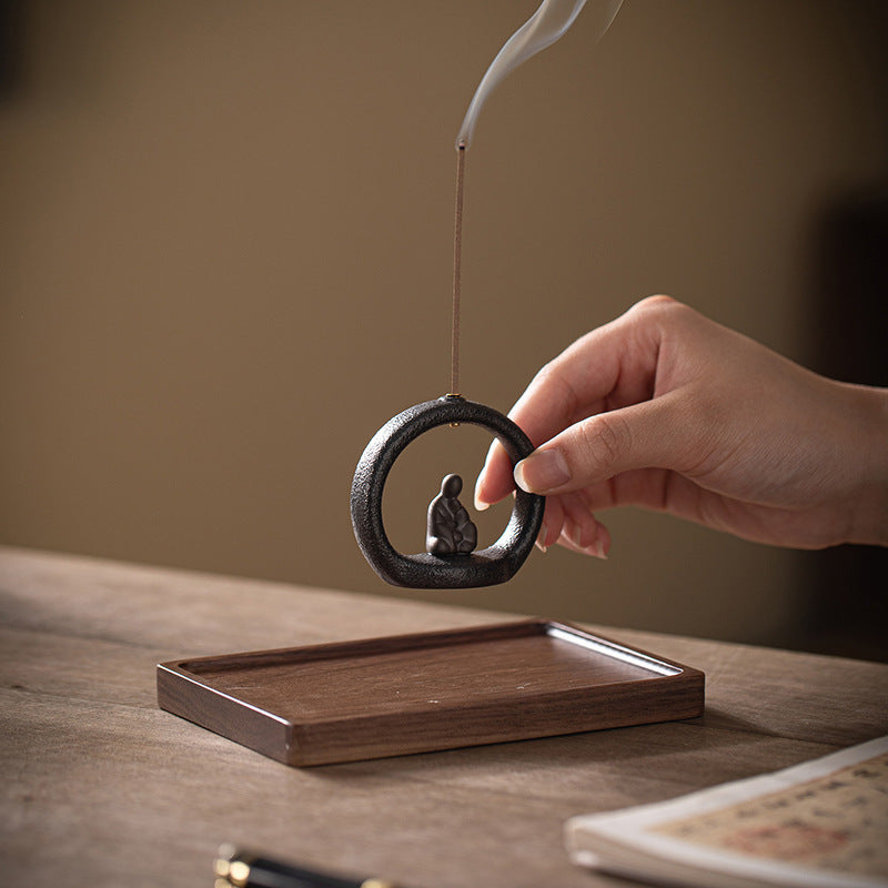 zensoullab Zen Style Small Monk Incense Holder Creative Dual-use Coil Incense Burner Incense Burner for Home Indoor Sandalwood Agarwood Incense Burner Ornament