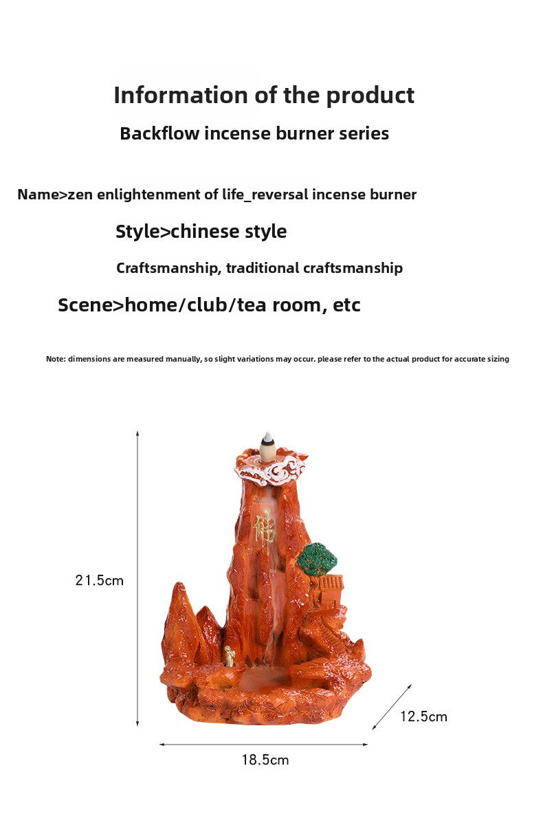 zensoullab Large Resin Backflow Incense Burner Entrance Decoration Incense Ceremony Aromatherapy Burner Fish Tank Rockery Landscape Sandalwood Burner Antique Decoration