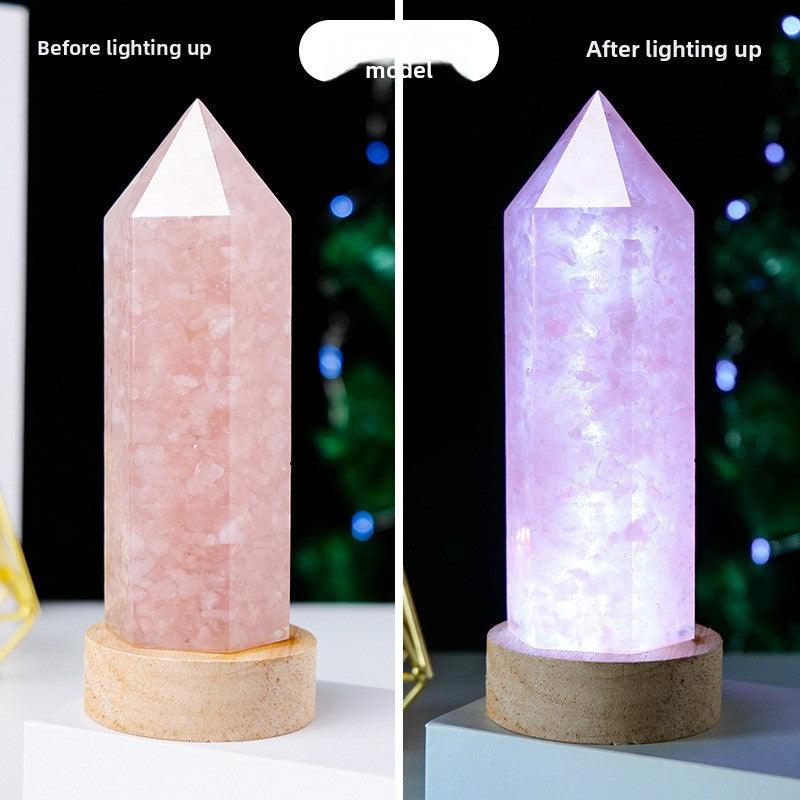 zensoullab Natural Crystal Pillar Night Light USB Creative Crystal Gravel Resin LED Night Light Home Craft Ornament