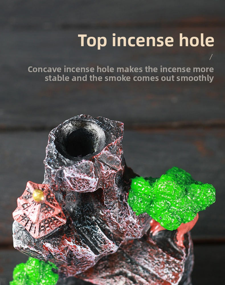 zensoullab Resin Backflow Incense Burner Zen Rockery Home Indoor Living Room Incense Burner Backflow Incense Landscape Decoration Ornament