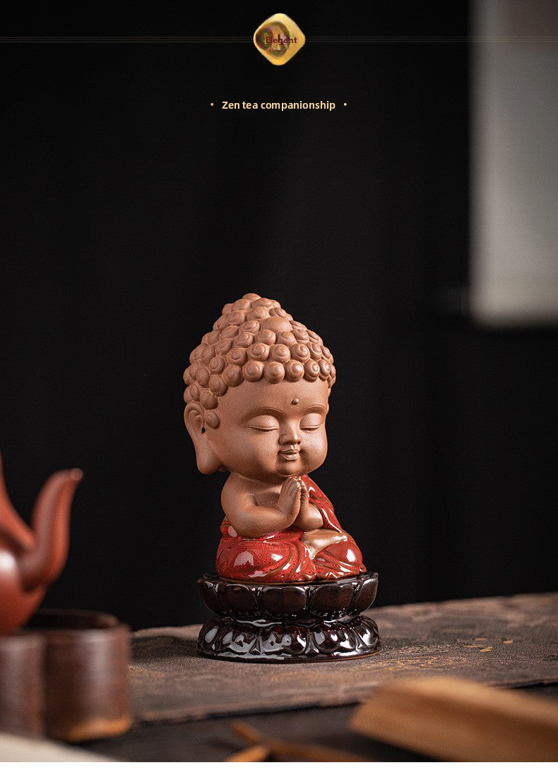 zensoullab Zen Chinese Style Saha Three Saints Desktop Ornament Creative Home Ceramic Buddhist Living Room Entrance Display Shelf Decoration