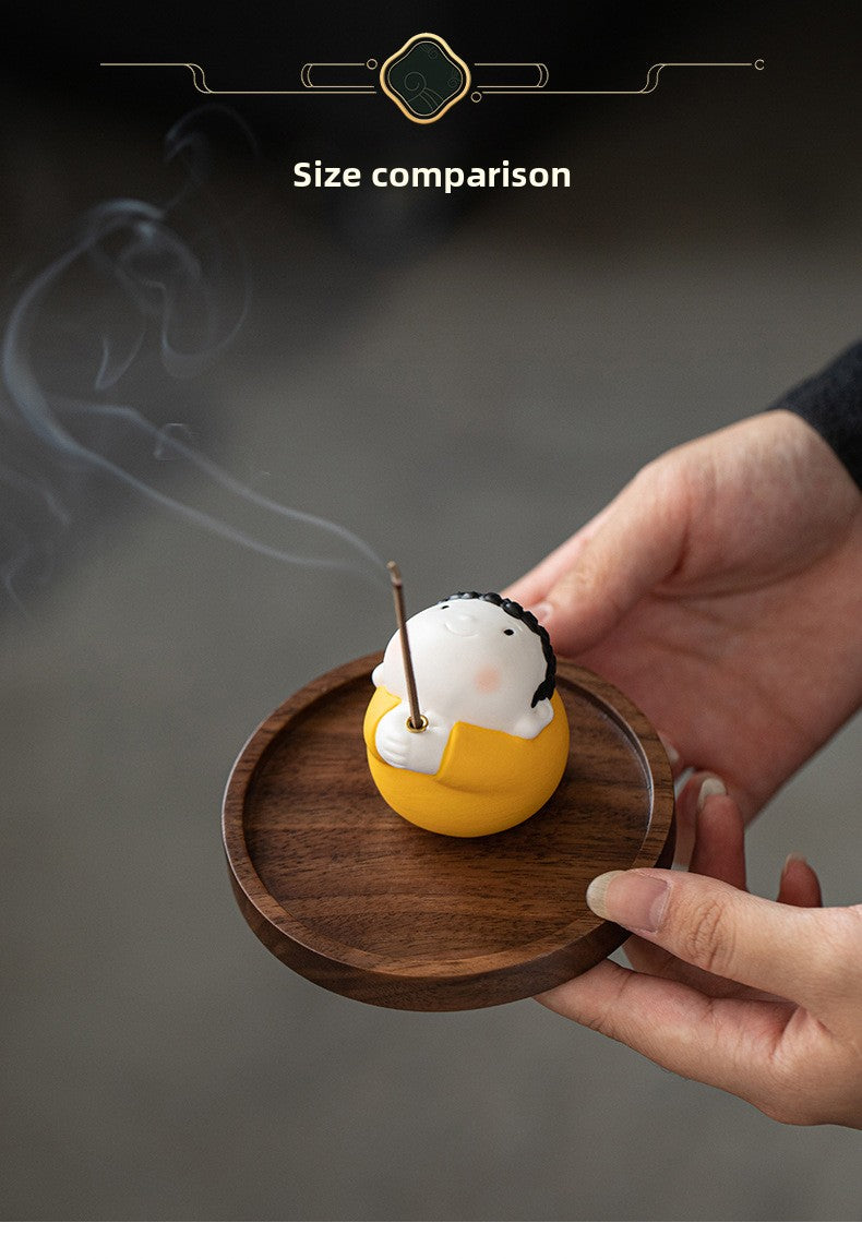 zensoullab Ceramic Cute Little Tathagata Incense Burner for Home Indoor Aromatherapy Small Ornament High-end Incense Holder Tea Table Incense Ceremony
