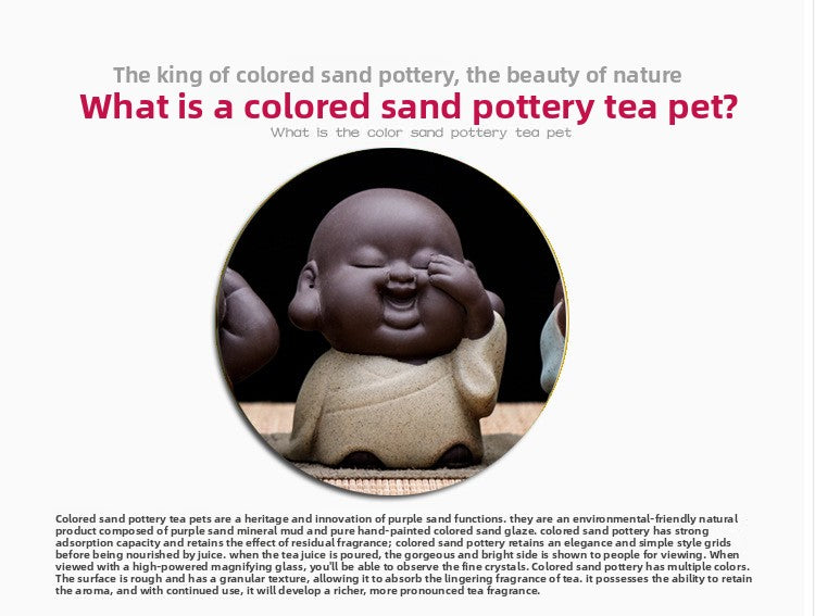 zensoullab Creative Boutique Purple Clay Three Little Monk Tea Play Tea Pet Ornament Ceramic Zen Little Novice Figure Home Decor