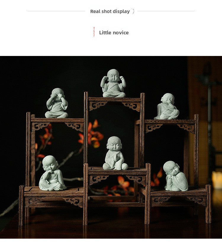 zensoullab Decorative Crafts Zen Decorations Tea Room Arrangement Landscaping Little Monk Decoration New Chinese Style Micro Landscape Arrangement Props