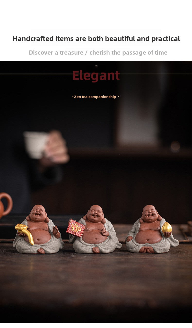 zensoullab Zen Style Chinese Five Blessings Maitreya Fortune Prosperity Longevity Happiness Wealth Smiling Buddha Desktop Small Ornament Creative Home Tea Room Tea Pet