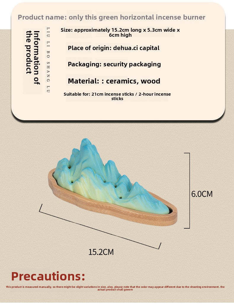 zensoullab Ceramic Incense Burner Chinese Style Incense Burner Sandalwood Agarwood Incense Holder Incense Stick Zen Home Indoor Incense Home Decoration