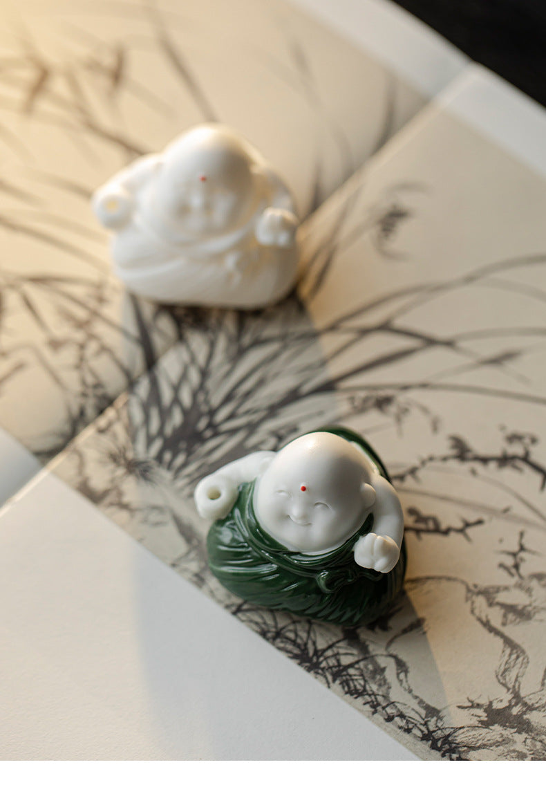 zensoullab Creative Cute Little Zongzi Ceramic Aromatherapy Burner Ornament Home Dragon Boat Festival Gift Sandalwood Incense Holder