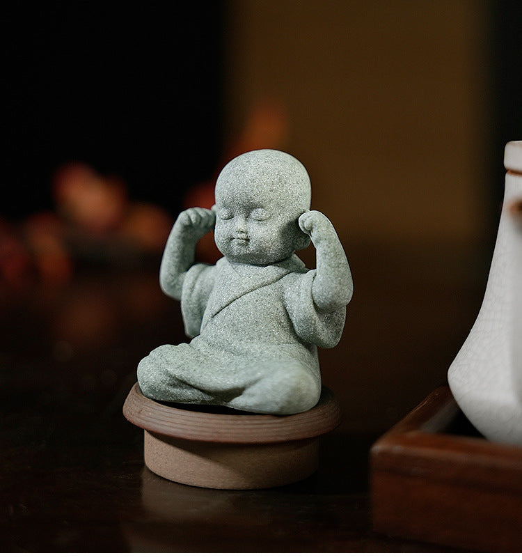 zensoullab Decorative Crafts Zen Decorations Tea Room Arrangement Landscaping Little Monk Decoration New Chinese Style Micro Landscape Arrangement Props