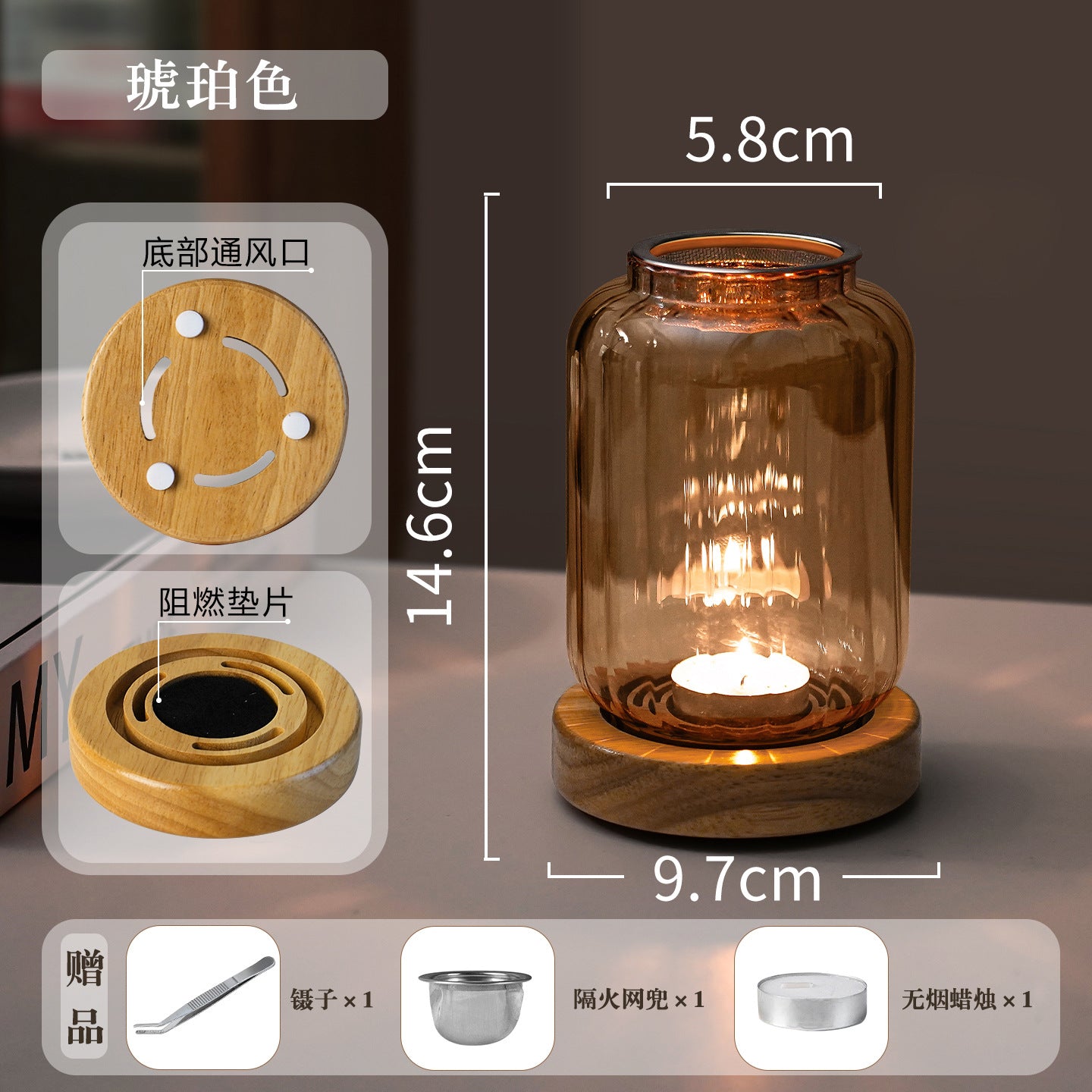 zensoullab Home Beauty Salon Glass Candle Holder Calming Aromatherapy Lamp Sandalwood Agarwood Incense Powder Incense Burner Chinese Style Candle Agarwood Lamp