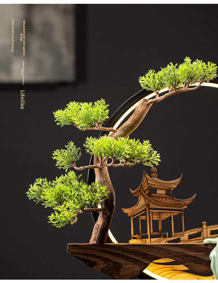 Zensoullab New Chinese Style LED Lamp Ring Creative Backflow Incense Burner Zen Ornament Home Living Room Hallway Decoration Incense Burner Furnishings