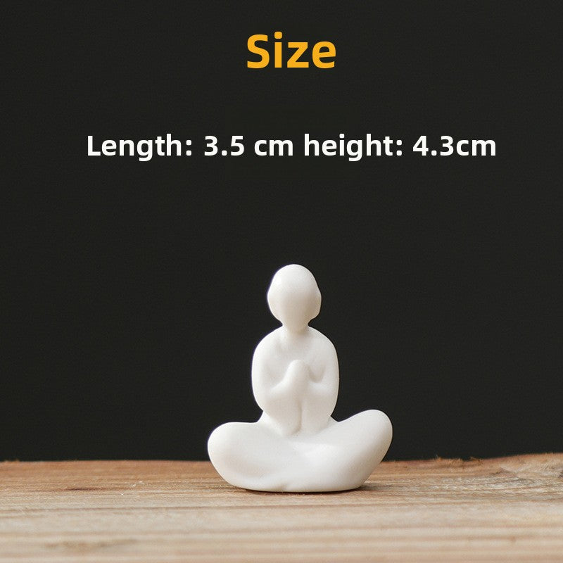 zensoullab Mini Extra Small Zen Ceramic Formless Buddha Microscopic Bonsai Fish Tank Tea Tray Accessories Little Monk Home Decoration