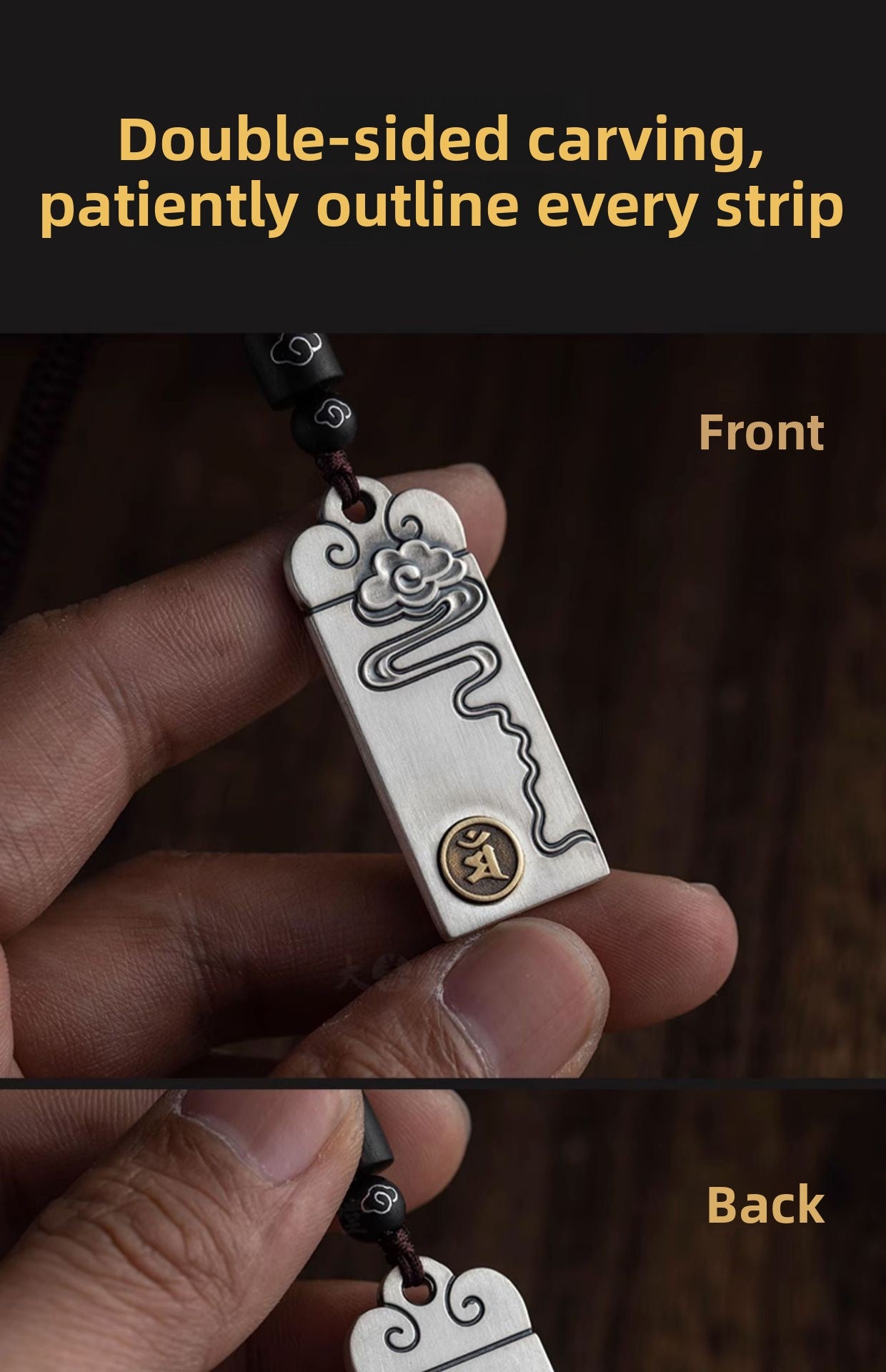 Zensoullab Thai Silver Solid Auspicious Cloud Zodiac Life Statue Pendant Men's Necklace Girls Valentine's Day Gift for Girlfriend