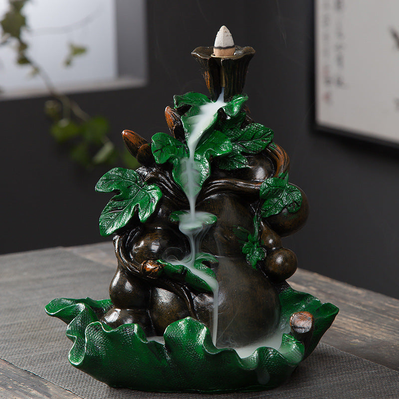 Zensoullab Resin Carving High Mountain Flowing Water Backflow Agarwood Stove Home Indoor Zen Sandalwood Incense Burner Tea Ceremony Decoration Zen Incense Burner