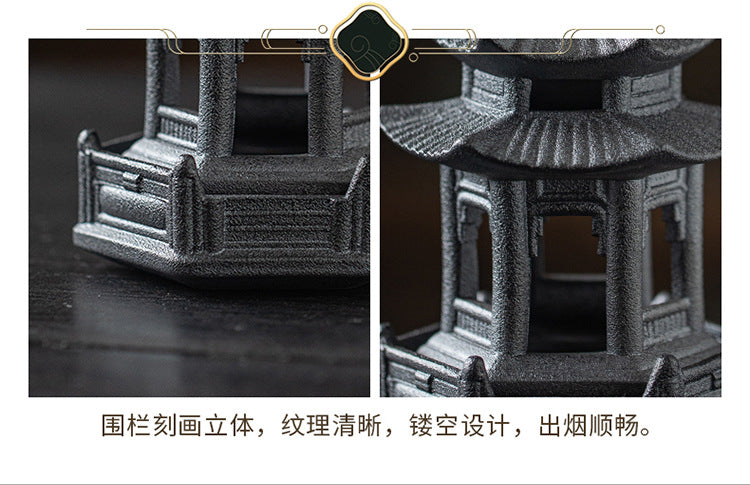Zensoullab Creative Ceramic Hexagonal Pavilion Tower Incense Burner Home Indoor Incense Burner Zen Tea Room Incense Box Decoration the Machine of Incensing