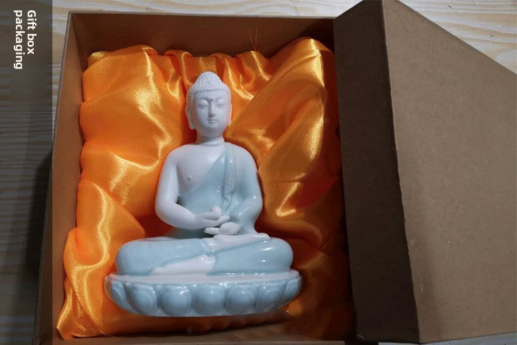 zensoullab Premium Dehua Ceramic Chinese Handmade Buddha Shakyamuni Amitabha Buddha Hall Home Entrance Decoration