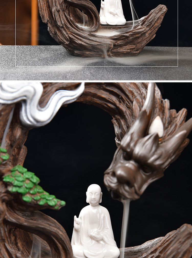 zensoullab Creative Resin Large Great Wall Backflow Incense Burner Home Decor Craft Ornament Incense Holder Incense Seat Backflow Aromatherapy Burner