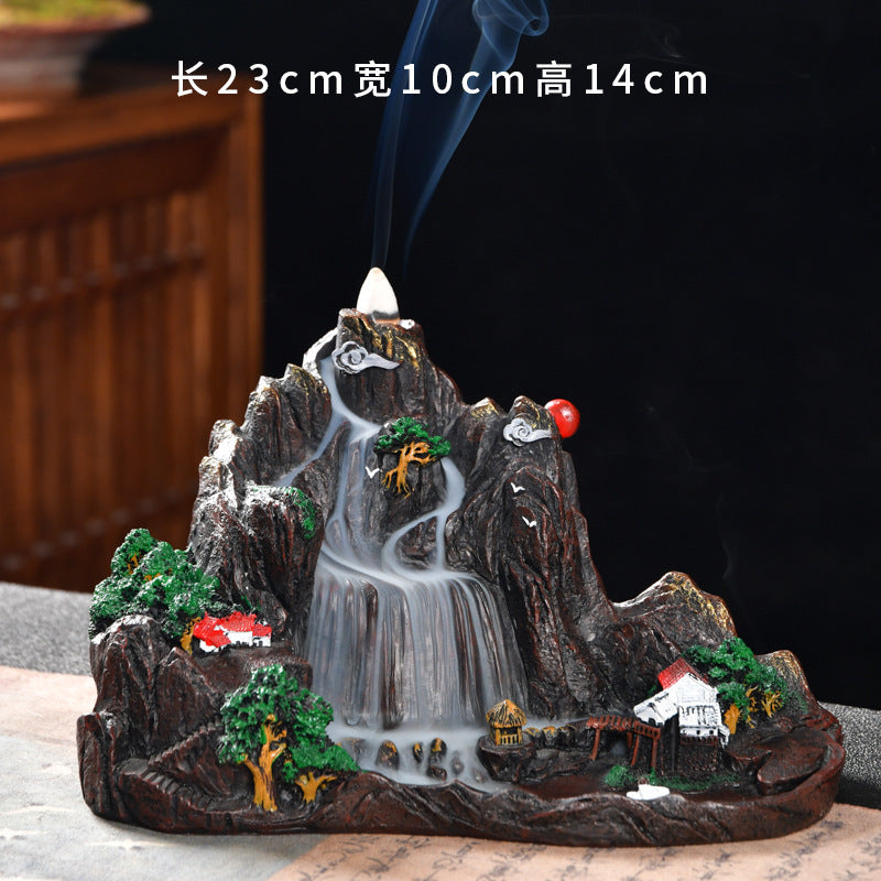 zensoullab Creative Resin Large Great Wall Backflow Incense Burner Home Decor Craft Ornament Incense Holder Incense Seat Backflow Aromatherapy Burner