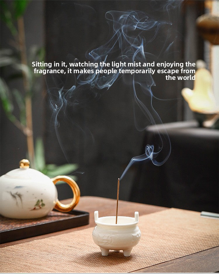 zensoullab Chinese Style Mini Ceramic Incense Burner Tea Room Home Worship Three-legged Incense Burner Portable Incense Holder Incense Ceremony Zen Small Ornament