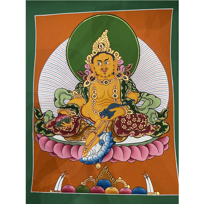 zensoullab Nepal Hand-painted Yellow God of Wealth Green Tara Manjushri Four-armed Guanyin Medicine Buddha Buddha Statue Thangka Table Decoration Hanging Painting