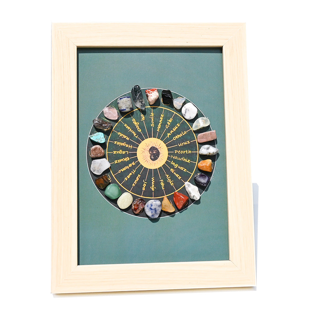 zensoullab Meditation Natural Raw Stone Specimen Frame Ornament Natural Crystal Mineral Colorful Seven-Color Stone Picture Frame Display Stand