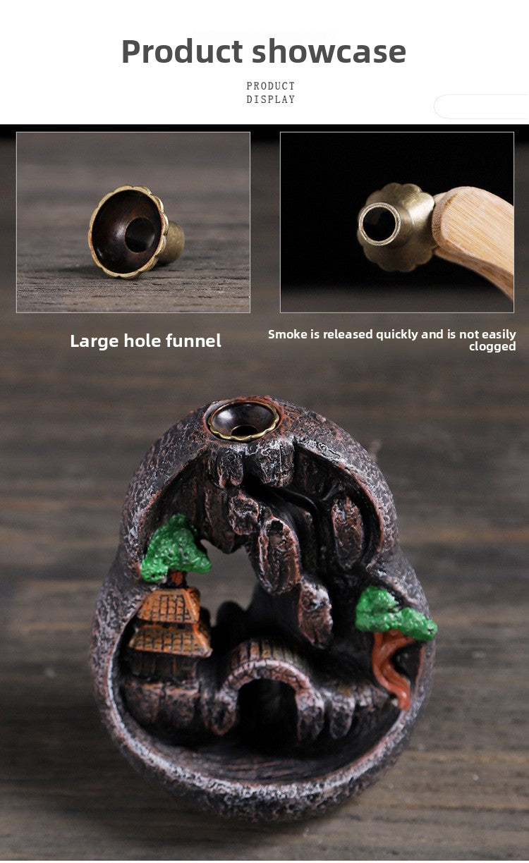 zensoullab Backflow Incense Burner Resin Home Indoor Tea Ceremony Incense Retro Creative Backflow Ornament