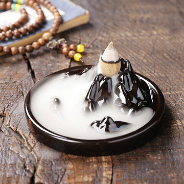 zensoullab Ceramic Mountain Water Backflow Incense Burner Creative Backflow Incense Burner Ornament